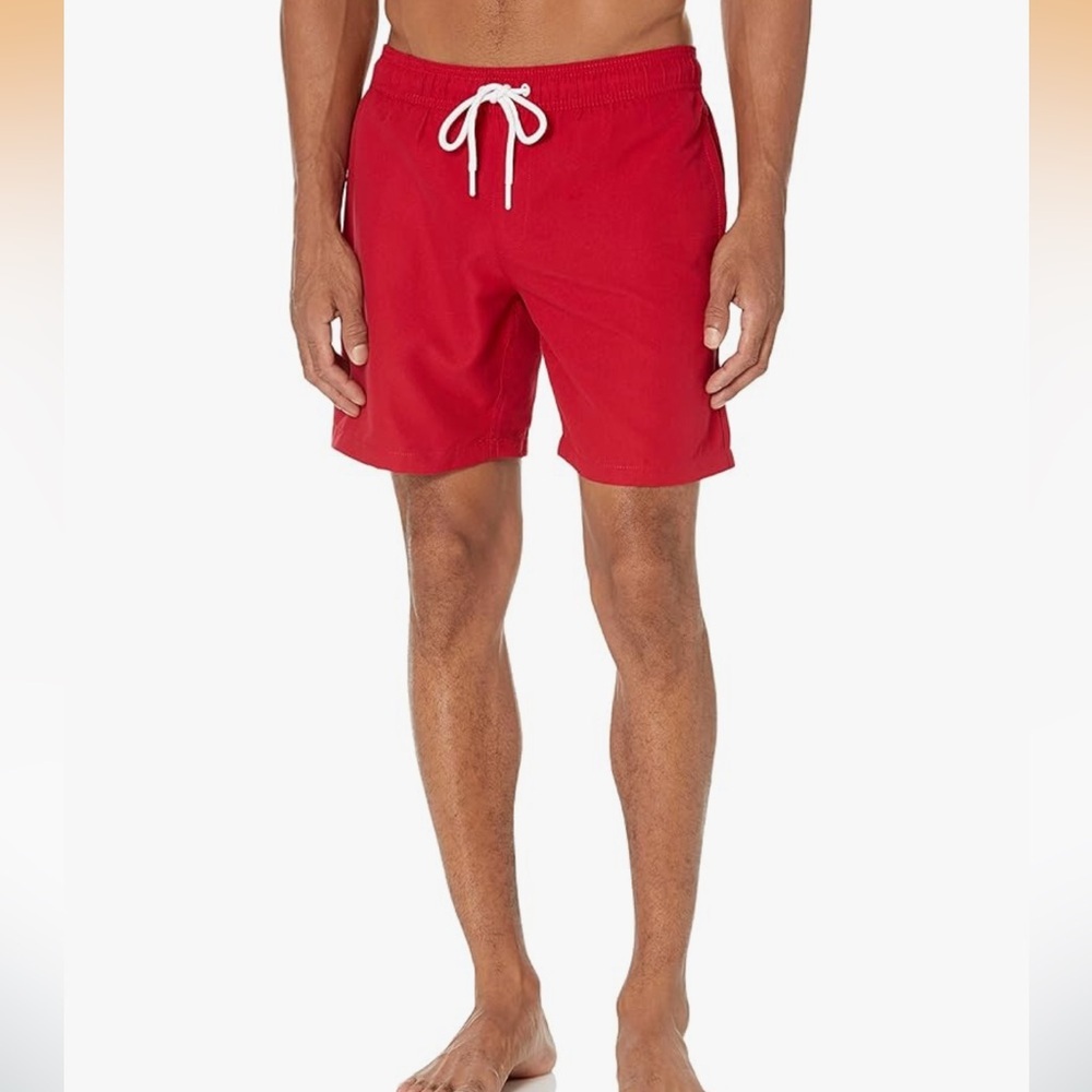 Amazon Essentials Men's Red Swim Trunks Sz. L